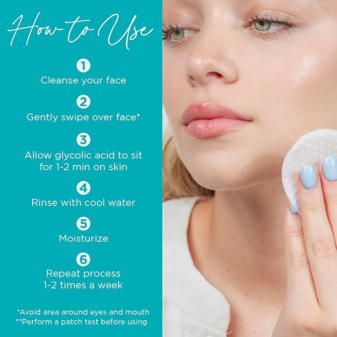 Tree of Life Beauty 18% Glycolic Acid Pads for Face (50 Pads) - Exfoliating Pad for Face with Witch Hazel, Vitamin C, Vitamin B5 and Vitamin E - Smooth Pore Pad Reduce Pigmentation and Fine Lines