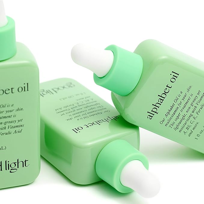 good light Alphabet Oil. Lightweight & Non-Greasy For Oily, Acne Prone Skin. Use Daily For Face, Neck, Chest, & Hands. Made With Vitamin C, Vitamin E, and Jojoba Oil. Vegan Korean Skin Care, 1 Fl. Oz.