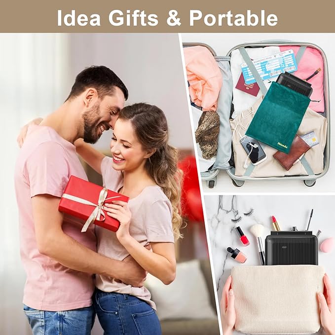 Mocado Travel Makeup Mirror with Light, 1x/10x Magnifying Mirror with Light, 3 Colors Lighted Magnifying Mirror, 2000mAh Rechargeable Lighted Makeup Mirror, Dimmable Touch, Memory Function (Black