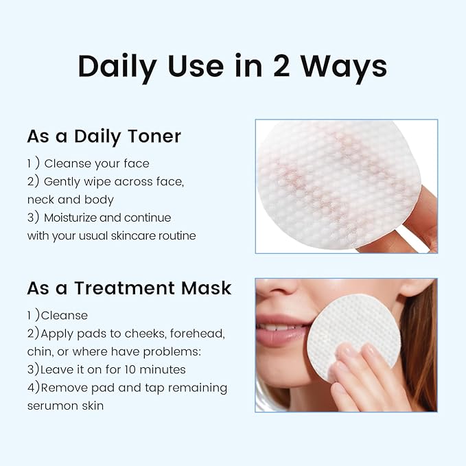 Salicylic Acid Toner Pad, Alcohol-Free Extra Large Daily Facial Exfoliating Toner Pads with BHA & AHA for Soothing Skin & Pore Care Deep Hydration Korean Skincare (75 Counts)