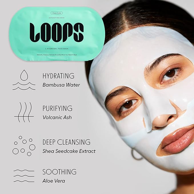 LOOPS VARIETY LOOP KIT - Hydrogel Korean Face Mask for Every Skin- Five Collagen Face Masks fo, Detoxifying, Repairing, Glowing, & Rejuvenating - Gifts for Women -5 Pc
