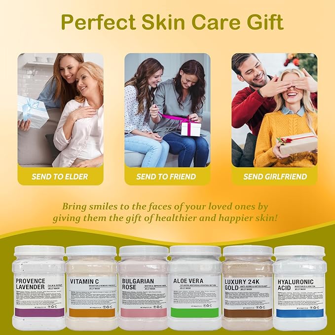 Jelly Mask for Facials Professional Natural Gel Face Masks, Hyaluronic acid Hydrating Rubber Mask Jar Face Mask SkinCare 23 Fl Oz (24K Gold)