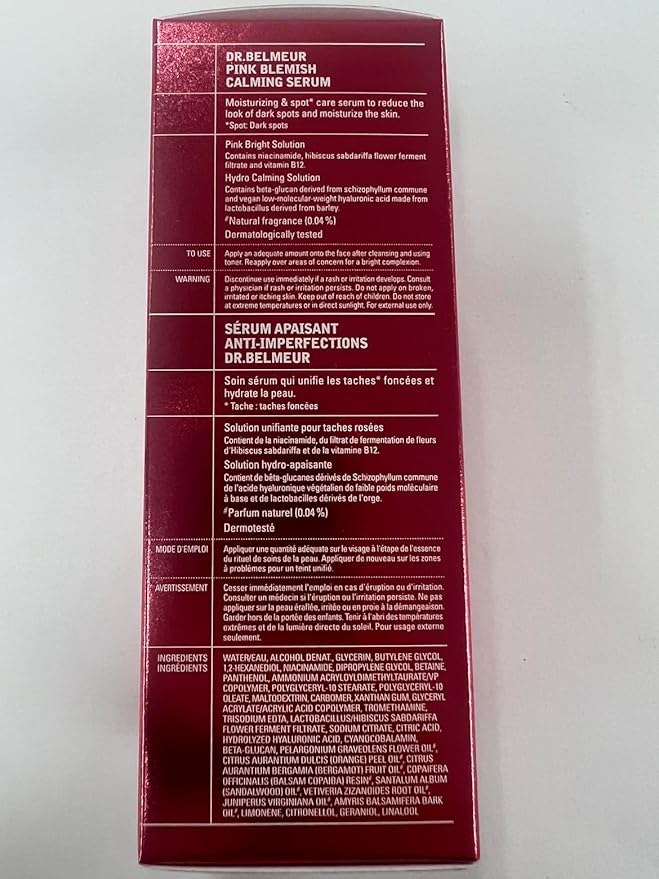 Pink Blemish Calming Serum (1.7fl oz) - Hydrating, Soothing Korean Skin Care for Sensitive Skin. Vegan Hyaluronic Acid, Niacinamide.