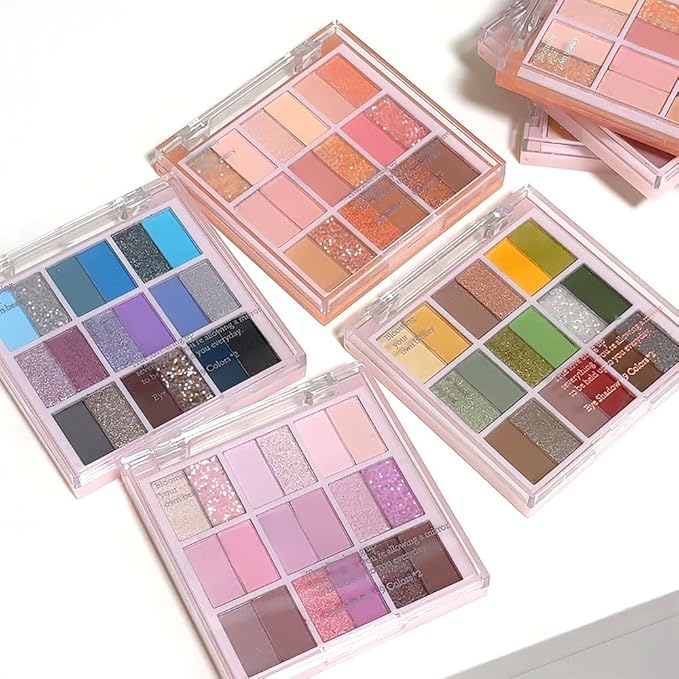 18Colors Purple Pink Nude Shimmery Eyeshadow Palette Makeup,Light Purple Mauve Glitter Sparkly Eye Shadow Long Lasting Waterproof Naturing-Looking Blendable for Beginners