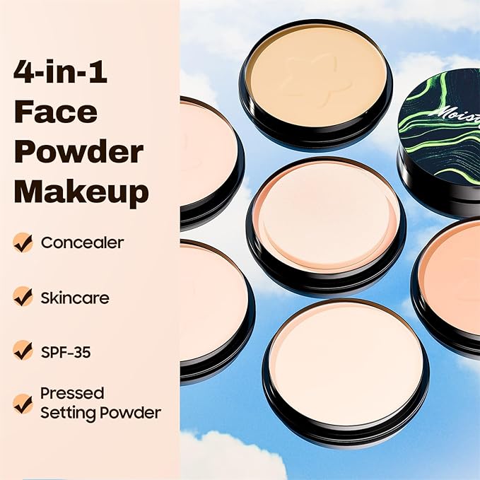 OETUIOW Mushroom Head Air Cushion CC Cream with Setting Powder Makeup Set, Controls Shine & Smooths Complexion, Blurs Fine Lines & Imperfections, Even Skin Tone for All Skin Types (Natural Color)