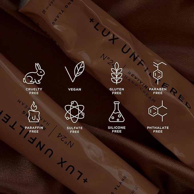 + Lux Unfiltered N°24 Reviving Anti Aging Hand Cream for Women & Men – Moisturizing Hand Cream for Dry Cracked Hands – Lightweight & Fast-Absorbing - Vegan & Cruelty Free - Ylang Ylang