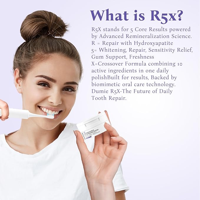 Teeth Whitening Powder,Remineralizing Hydroxyapatite Tooth Powder with Niacinamide,R5X Purple Color Corrector for Instant Brightening, Enamel Repair & Long-Lasting Natural White-30g
