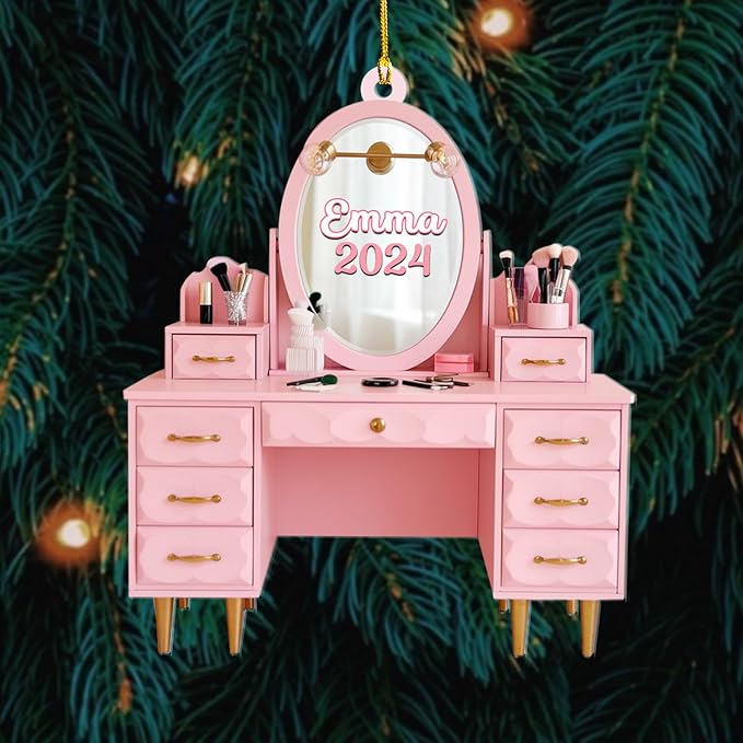 Personalized Makeup Tools Ornament โ Custom Beauty Christmas Tree Decoration, Holiday Keepsake Gift for Makeup Artists, Cosmetologists, Beauty Lovers, Salon Owners, Families and Coworkers (MKH9)