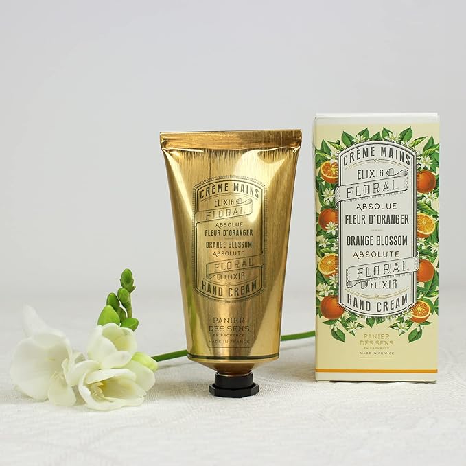 Panier des Sens - Hand Cream for Dry Cracked Hands - Orange Blossom Hand Lotion with Olive & Almond Oil - Vitamin E Skin Moisturizer with 96% Natural Ingredients - Made in France, 2.5 fl oz