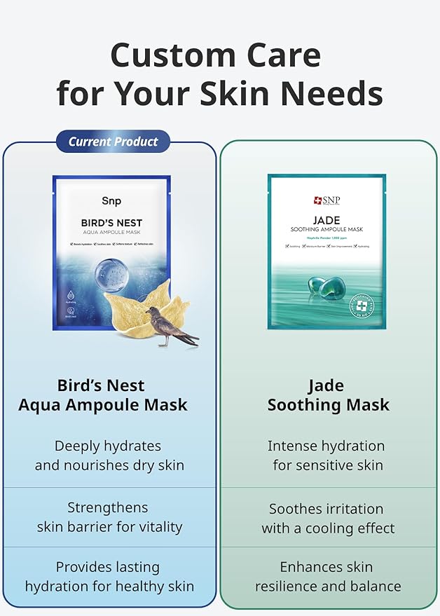 SNP 1000mg Bird's Nest + Hyaluronic Acid Ampoule Sheet Mask | Hyaluronic Acid Sheet Mask | Maximum Hydration and Protection for All Dry Skin Types | Korean Skincare Facial Mask | 10 Sheets