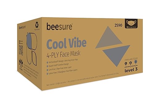 BeeSure BE2590 Cool Vibe Face Mask, Grey (Box of 50)