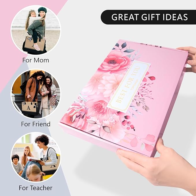 TOPDesign Personalized Initial Canvas Tote Bag, for Wedding, Birthday, Beach, Perfect Gifts for Women, Mom, Teachers, Friends