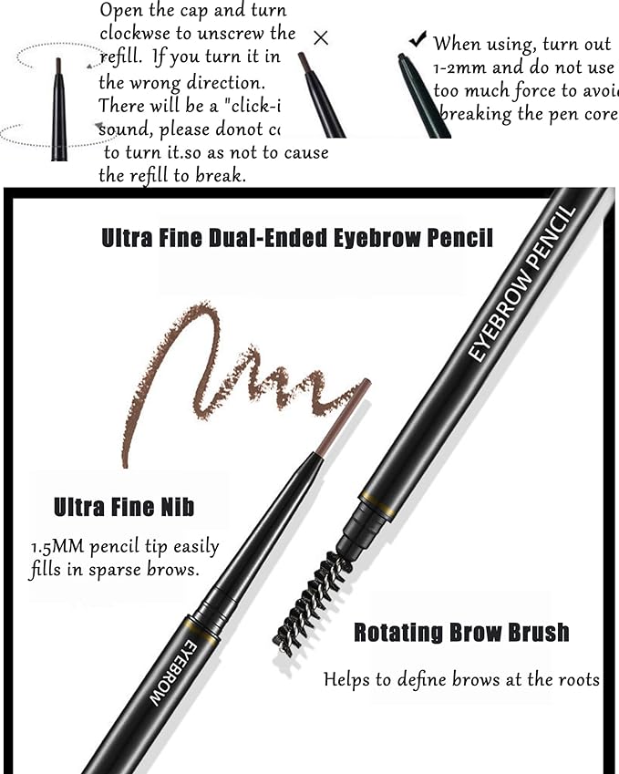 6 Pcs Eye Brow Pencils for WomenLight Brown,Waterproof Eyebrow Pencil Retractable Ultra Fine Professional Brow Pencil,Long Lasting Tinted Gel Micro Eyebrow Pen for Define Fill Tiny Brow Eye Makeup-02