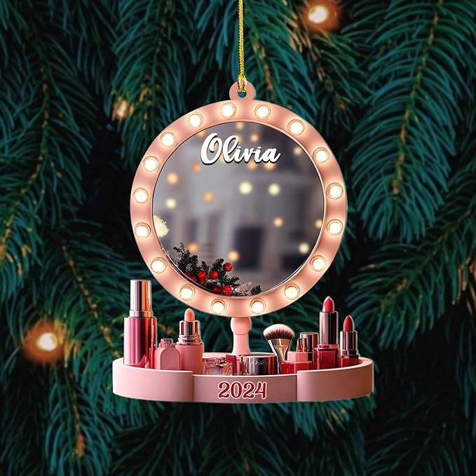 Personalized Makeup Tools Christmas Ornament 2024, Makeup Box Christmas Ornament Gift for Makeup Artist, Christmas Tree Decor for Makeup Shop, Gift for New Makeup Coworkers (MKH14)