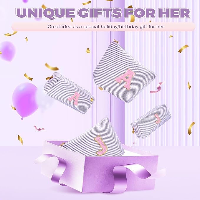 Personalized Anniversary Wife's Birthday Gifts,Mothers Day Gifts for Women,Wife Gifts from Husband,Cool Birthday Gifts for Wife,Makeup Bag Set Cosmetic Bag for Teen Girls - Lavender,R