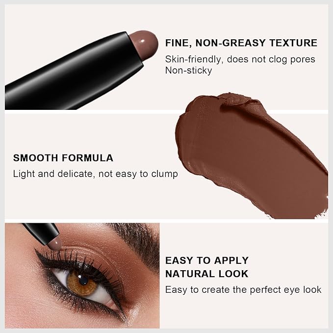 3PCS Eyeshadow Stick, Shimmer and Matte Cream Eye Shadow Brightener Sticks Eyeliner Pencil Crayon, Waterproof Long Lasting Eye Highlighter Stick Makeup (02+03+05)