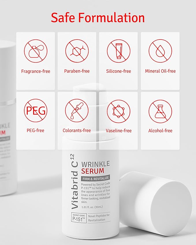 Wrinkle Serum - Anti Aging Booster Skin Rejuvenating Serum with Peptides, Vitamin C, Shea Butter - Wrinkle Repair, Tighten Pores, Smooth Skin Texture, Youthful Skin - Fragrance Free, 1.69oz.