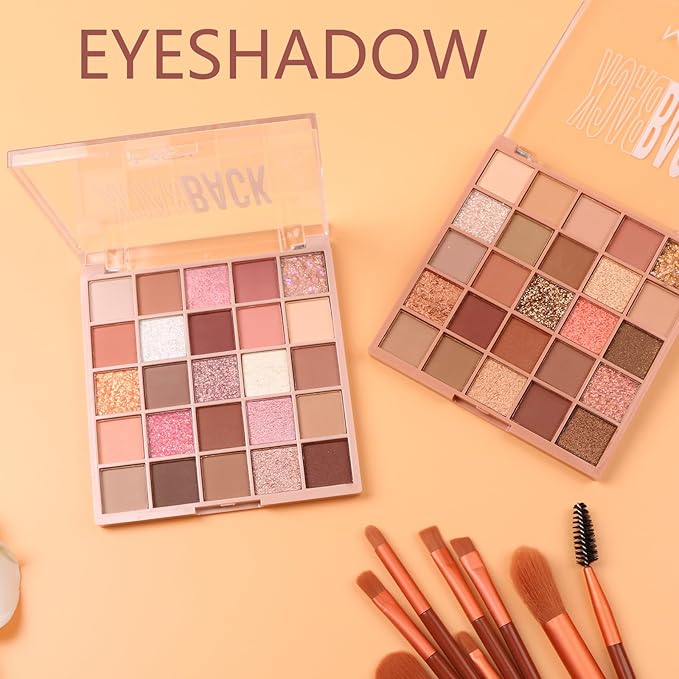 Makeup Gift Set, 25 Color Eyeshadow Palette, Concealer, Foundation, Mascara, Brushes