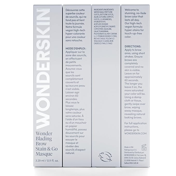 Wonderskin Wonder Blading Brow Stain & Go Masque - Long Lasting Eye Brow Tint, Transfer Proof and Smudge Proof Eyebrow Tint Stain (Blonde)