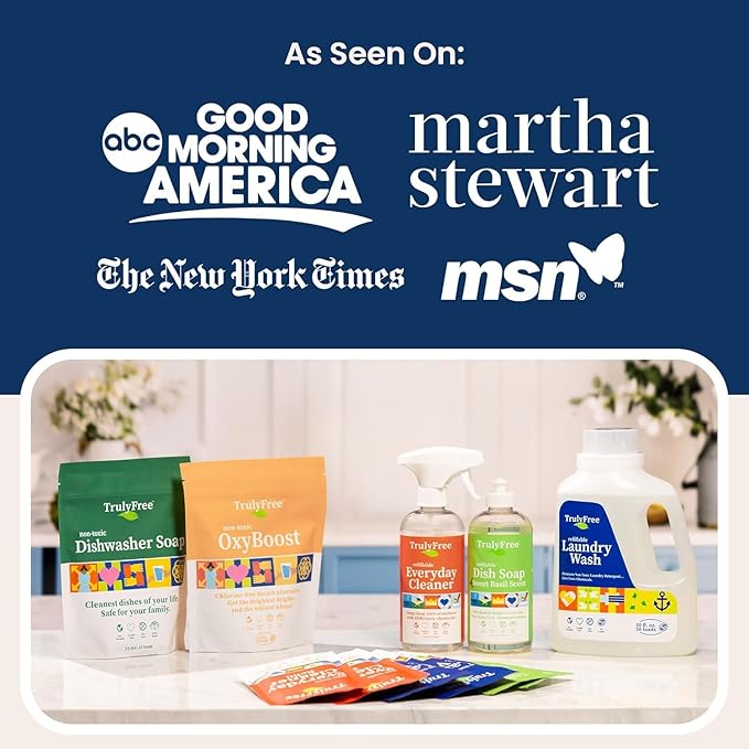 Truly Free Dishwasher Detergent Powder | Natural Dish Detergent, Dishwasher Soap | Plastic Free, Plant-Based, Clean, Heavy Duty Hard Water Stain & Grease Remover | Fragrance Free | 12.5 oz (Pack of 1)