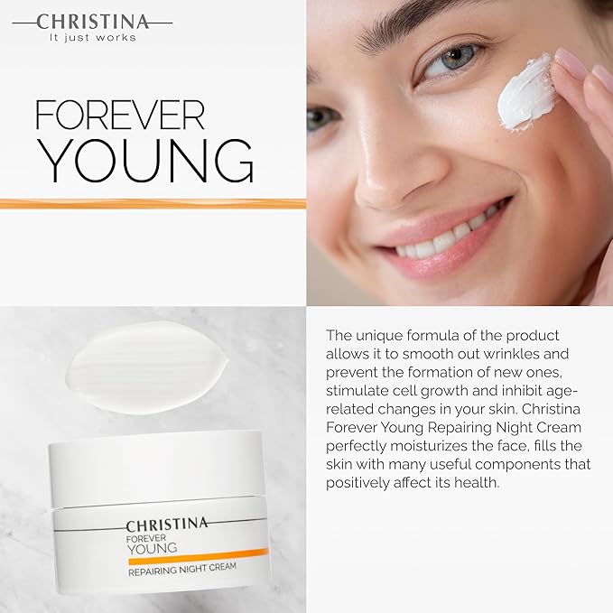 -CHRISTINA- Forever Young Repairing Night Cream - 50ml - Lightweight & Non-Oily Retinol Cream with Peptides, Vitamins A & E for Overnight Hydration - For All Skin Types