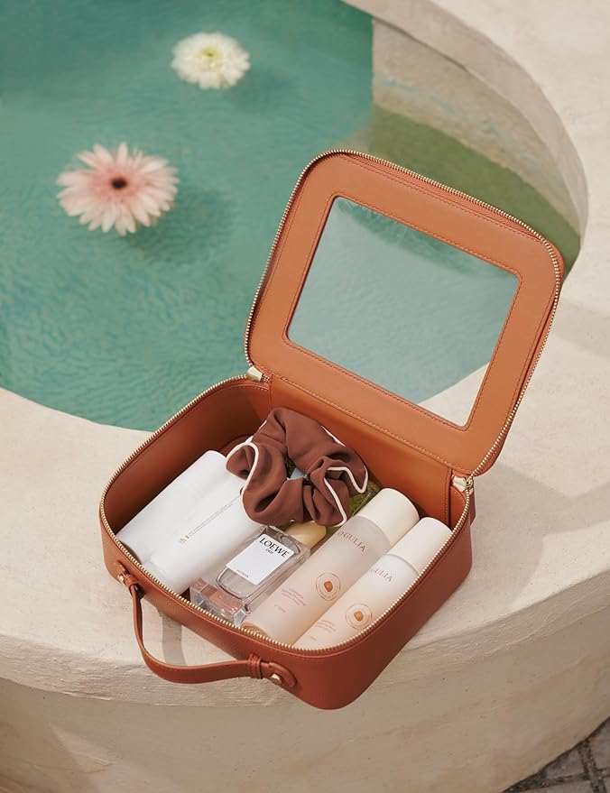 Popvibe Clear Makeup Bag Travel Cosmetic Case Transparent Toiletry Bag with Zipper, Portable Make Up Organizer Traveling Compact Car Bag for Essentials