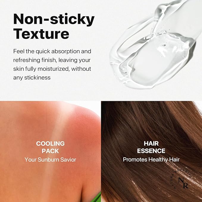 Nature Republic MILD & MOISTURE ALOE VERA WATERY GEL (2 PCS) Quick Hydration & fast absorbing non-sticky texture, Aftersun & Aftershave, Moisturizing Face Skin & Hair,korean skin care All Skin Types