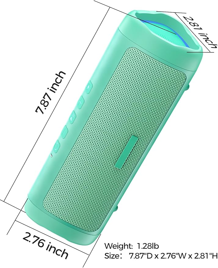 Bluetooth Speaker Stocking Stuffers for Men Women Teens Boys Girls: Portable Wireless, IPX5 Waterproof, White Elephant Gifts for Adults, Up to 20H Playtime, TWS Pair, for Home/Party/Outdoor (Teal)