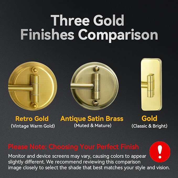 GURUN 8.5" Plug-in Magnifying Makeup Mirror with 3 Tones Dimmable LED Lights Double Sided Touch Control Wall Mounted Vanity Mirror for Bathroom with 10X Magnification M1809DGJ-T (Brushed Gold)