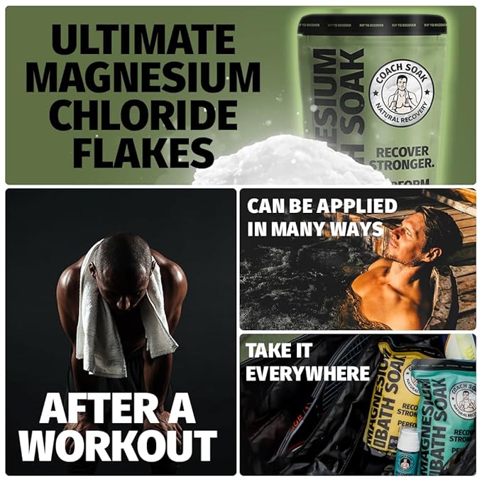 5 Pack Bundle: Coach Soak Recovery Bath Soak, Epsom Salt Bulk, Bath Salts Bulk, 5 Pack Bundle, Total of 15 Pounds (Eucalyptus Tea Tree)