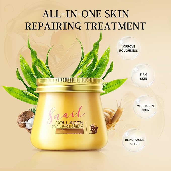 Snail Collagen Face Cream,Collagen Hydrating Anti-Wrinkle and Rejuvenating Cream,Snail Collagen Moisturizer Face Rejuvenation Cream for Women,All Skin Types(2PCS)