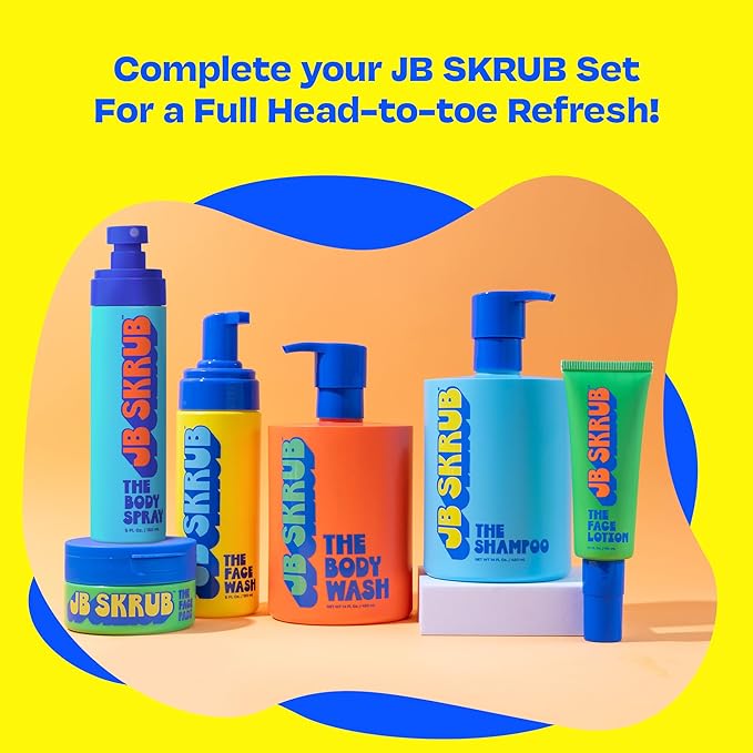 JB SKRUB The Hair and Body Wash Super Duo - No Harsh Ingredients - Conquer Adolescent Funk with Confidence - 14oz.