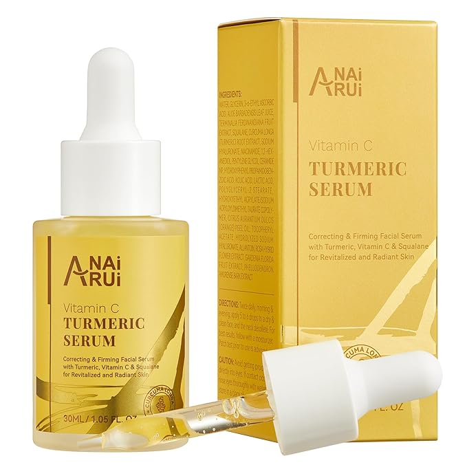 ANAI RUI Turmeric Vitamin C Face Serum, Glowing Turmeric Facial Serum, Anti-Aging Facial Serum for Wrinkles, Evening Tone, Moisturizing - 1.05 FL.OZ
