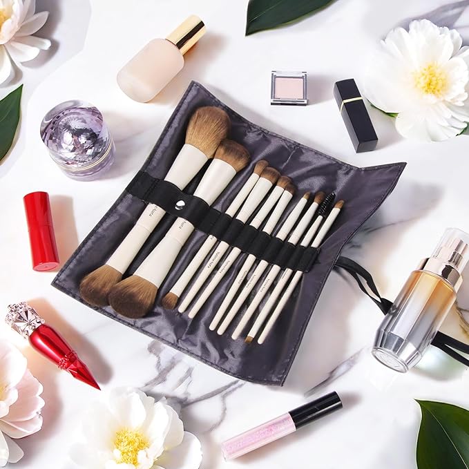 Makeup Brush Set 10pc, Dual-Ended Makeup Brushes For Bronzer, Contour, Eyeshadow, Blush, Concealer & Foundation Application