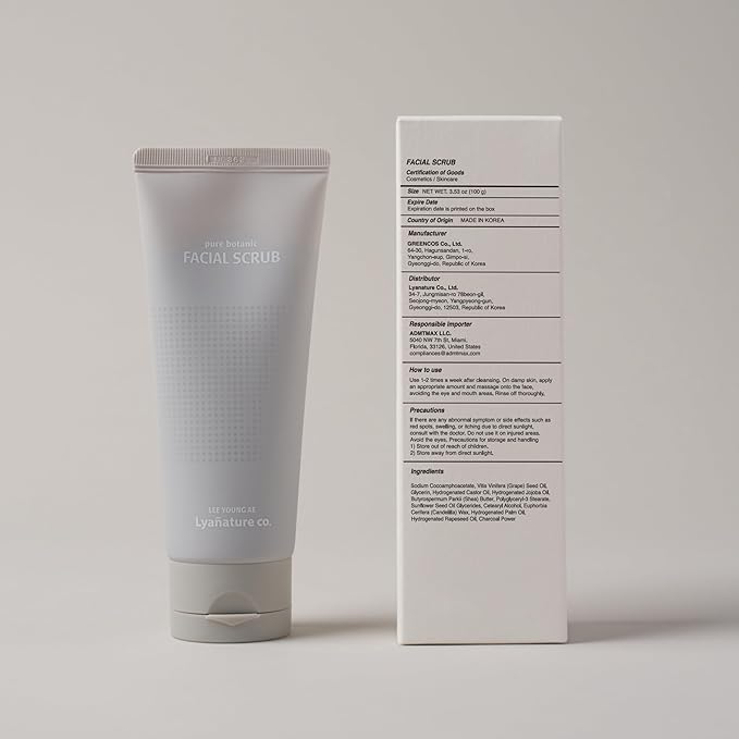 FACIAL SCRUB – Organic Koean Face Scrub, All Natural Face Wash & Exfoliating Cleanser for Sensitive Skin, Deep Cleansing & Dead Skin Remover, Non-Toxic & Paraben-Free (3.53 fl oz / 100g)