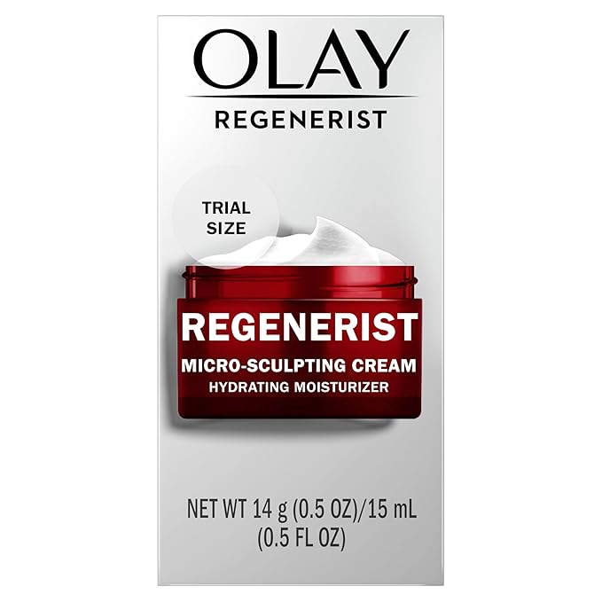 Olay Face Moisturizer, Regenerist Micro-Sculpting Cream for Women, Trial Size - Instant Hydration, Anti-Aging, Anti-Wrinkle, Firming Skin Care - Hyaluronic Acid, Niacinamide, Amino Peptides, 0.5 Oz