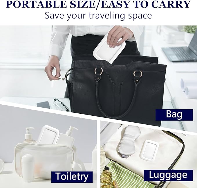 Leak Proof Silicone Travel Soap Case with Draining Layer, Travel Size Toiletry, Portable Soap Container for One Regular Bar Soap Perfectly, Shatter-Proof Soap Holder for Bathroom, Gym (White)