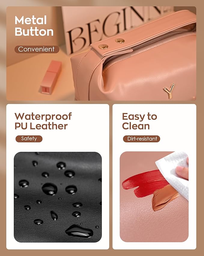 Personalized Makeup Bag with Handle, Initial Double Layer Cosmetic Bag with Makeup Brush Organizer,Gifts for Friends Female Mom