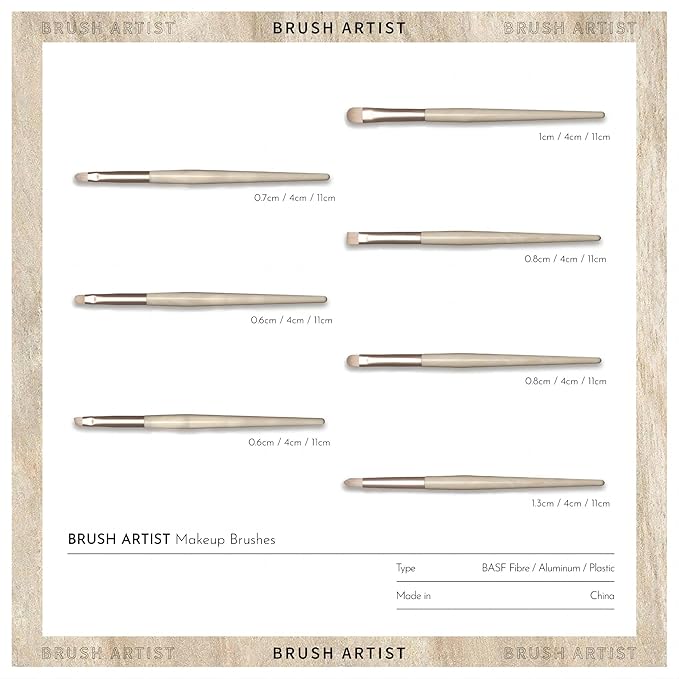 BRUSH ARTIST 13 PCs Premium Synthetic Champagne Makeup Brush Set with Cotton Cosmetic Bag, Foundation Sponge, Face Powder Brush, Contour Brush, Blush Brush, Eyeshadow Brush, Concealer Brush