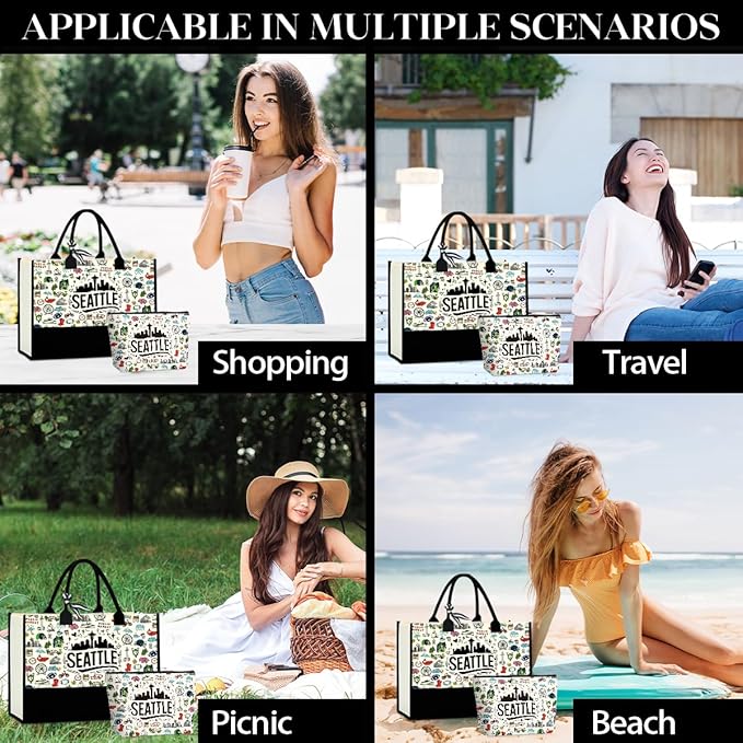 Seattle Italy Chicago New York Las Vegas Paris Gifts for Women Canvas Tote Bag Mother's Day Gifts for Women