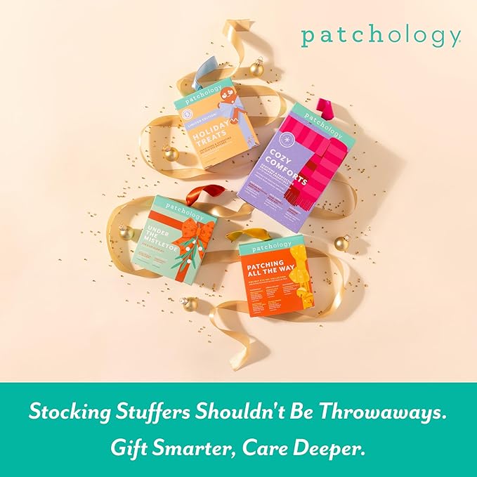 Patchology Patching All The Way Gift Set – Hydrating Under Eye Masks with Collagen, Retinol, Hyaluronic Acid – Beauty Stocking Stuffer with 5 Pairs for Puffy Eyes, & Fine Lines (Limited Edition)