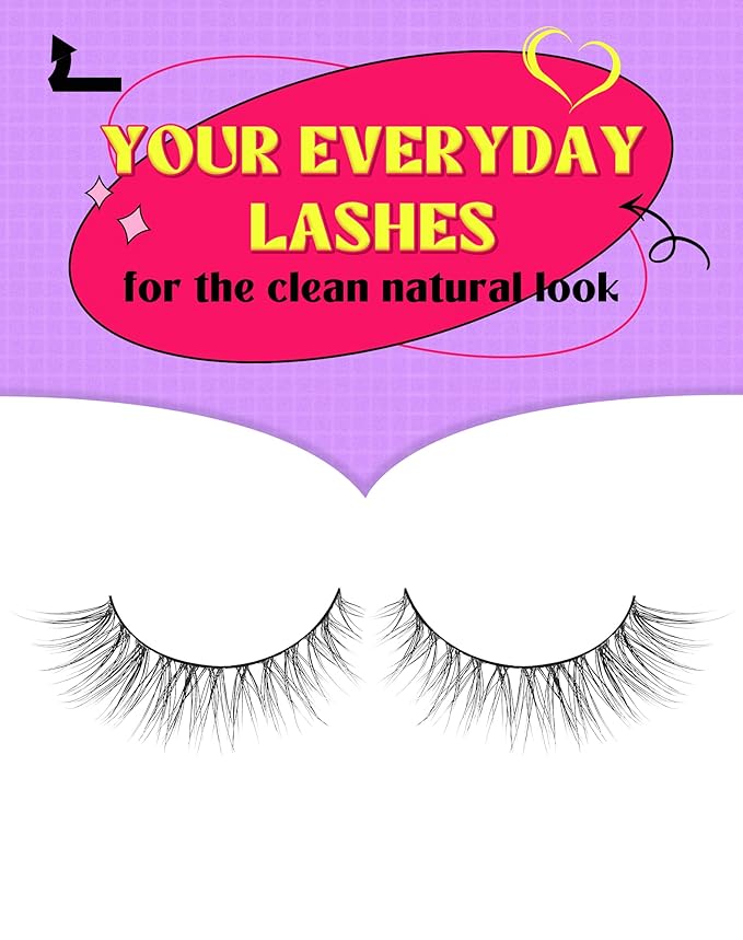 Onlyall Wispy Lashes - Natural Look False Eyelashes, Flared, Soft Fluffy, 7 Pairs D-K74