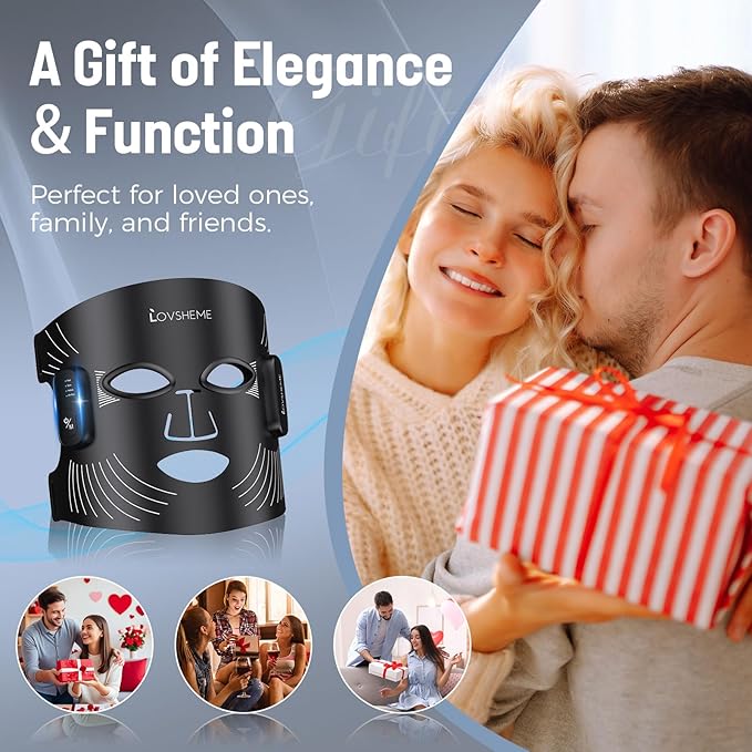 Red Light Therapy for Face – Wireless Red Light Therapy Mask LED Face Mask Light Therapy with 320 LEDs, 4 Modes, Skin Rejuvenation, Ideal Beauty Gift for Women & Men