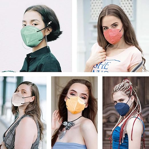 HUHETA KN95 Face Masks, 60 Packs KN95 Mask for Adults, 5-Layer Safety Mask Filter Efficiency≥95%, Morandi Multi Color