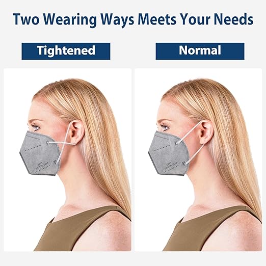 KN95 Face Masks 50 Pcs, 5-Ply Protection Grey KN95 Mask, Disposable Face Masks for Adults