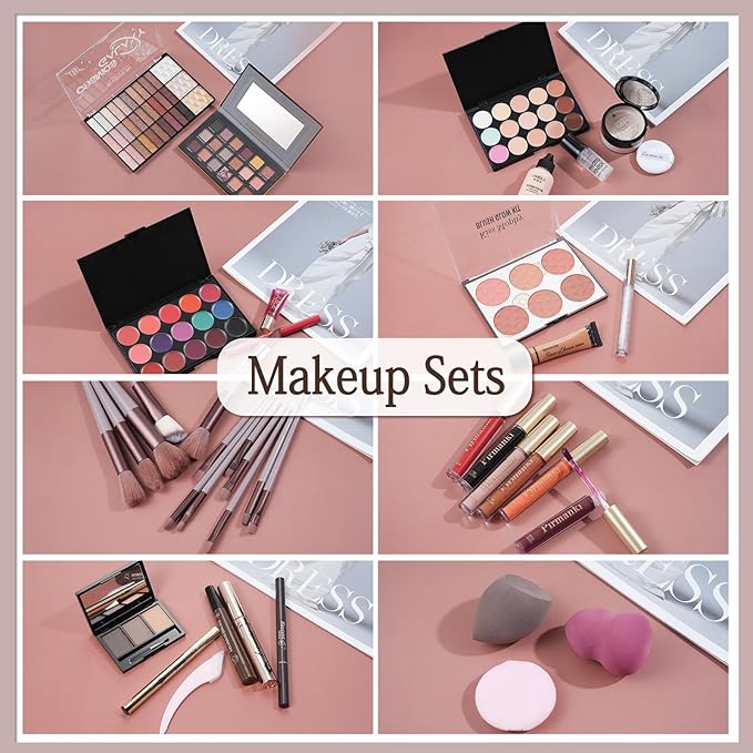 All in One Makeup Kit for Women Full Kit, Makeup Gift Set for Girls & Teen, Travel Makeup Set, Professional Makeup Kit Includes Kit Eyeshadow Lipstick Brow Pencil Eyeliner Brush Set (set1)