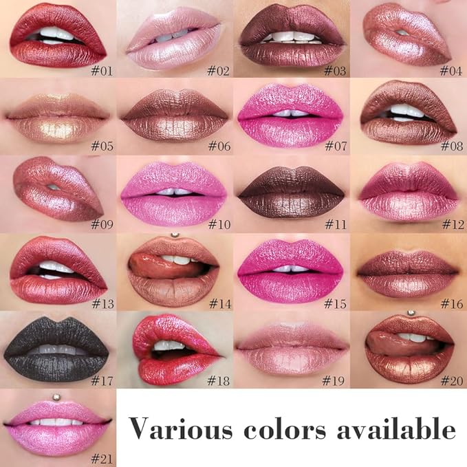 Kaely 2-in-1 Crushed Ruby Red Metallic Lipstick and Lip Liner, Shimmer Liquid Metallic Lipsticks for Women, Glitter Lip Gloss Stain Long Lasting Waterproof Smudge Proof 24 Hour, Vegan Makeup, 18