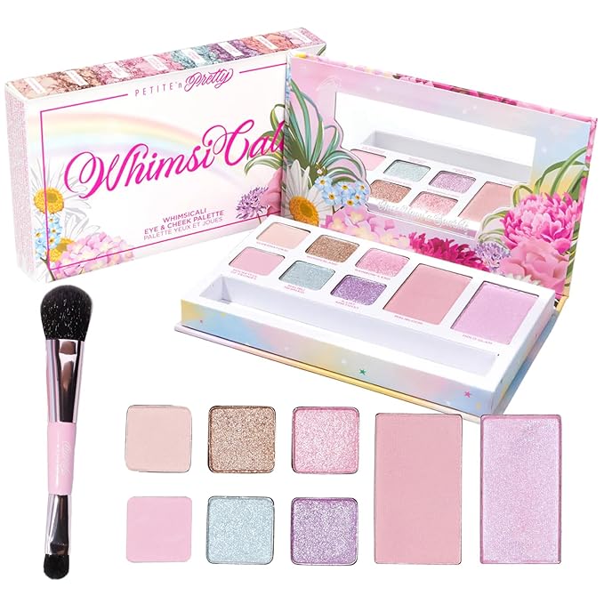 Petite ’N Pretty WhimsiCali Eyeshadow & Cheek Makeup Palette Kit for Kids, Tweens & Teens - Natural, Clean, Non-toxic - Made in USA