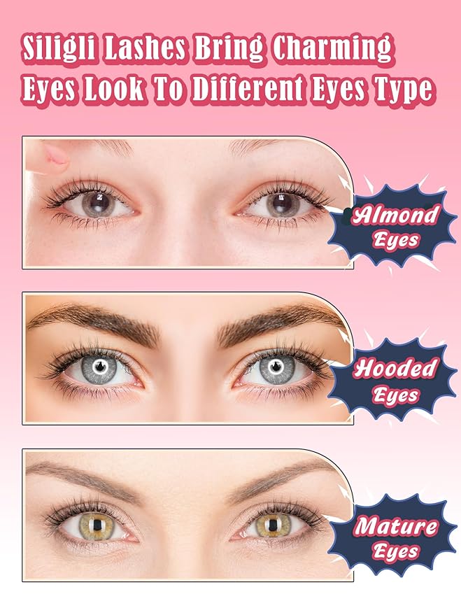 Eyelashes Cat Eye Lashes Natural Look 12mm False Lashes Wispy C Curl Eyelashes with 0.1Mm Thin Band 3D Volume Fake Eyelash Pack Natural Lash Strips 7 Pair Siligli