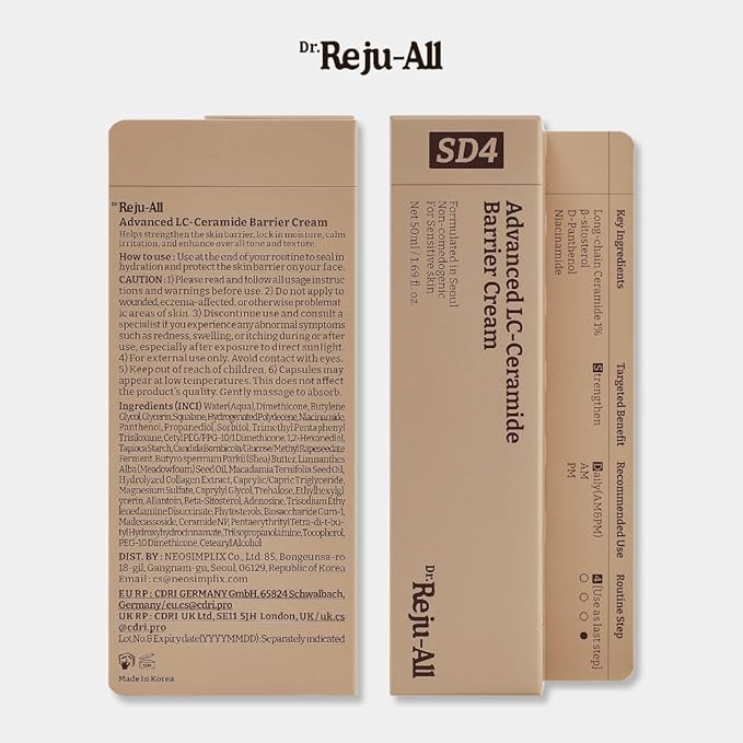 Advanced LC-Ceramide Barrier Cream - Patented Long Chain Ceramide Deep Hydration - Lightweight Korean Face Moisturizer for Strengthening Skin Barrier - 1.69 Fl Oz